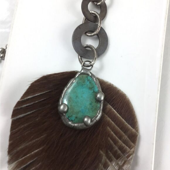 New! FP Turquoise Feather Necklace - Picture 2 of 16